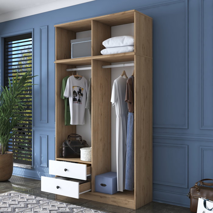 Hanah Home Armario BA121 - 2696 Nogal y Blanco